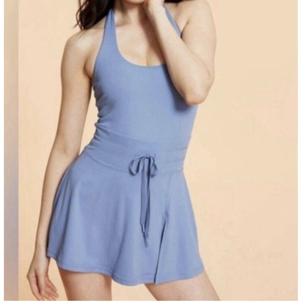 Blogilates Women's Small Game Set Match Halter Active Dress - Steel Blue